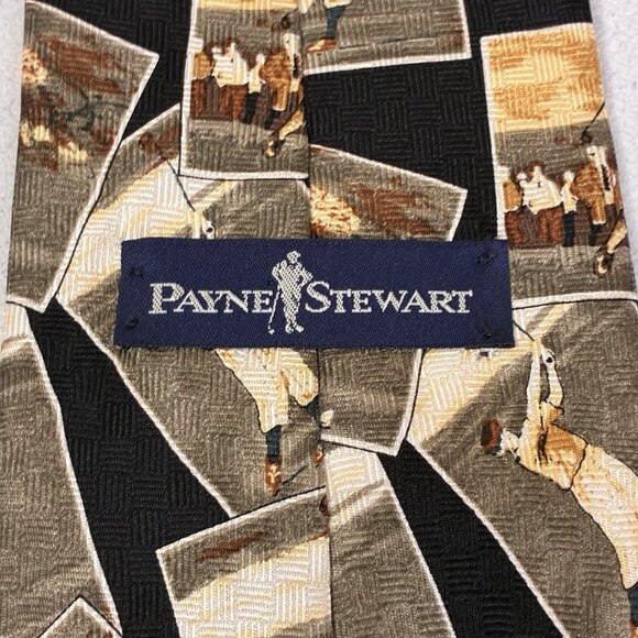 Payne Stewart Golf Theme Tie Brown Red Tan Silk Knickers Heritage Outdoors - Picture 2 of 9